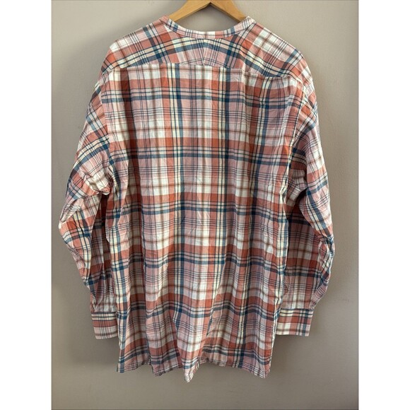 Proper Cloth Mens Shirt XXL Orange Blue Plaid Button Down Long Sleeve Casual - Picture 6 of 6